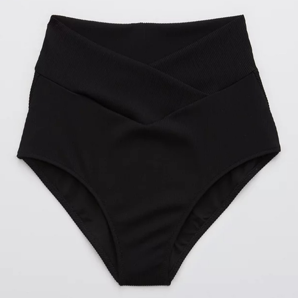 Aerie Ribbed Crossover High Waisted Bikini Bottom